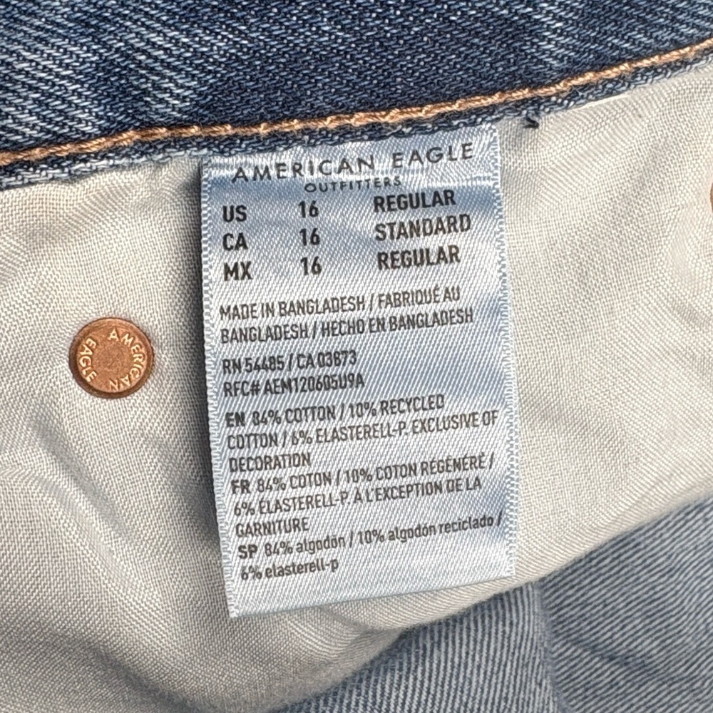American Eagle Relaxed Skater Jeans High Rise Wide Leg Medium Wash Denim 16 - Picture 10 of 10